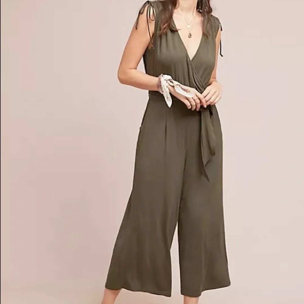Anthropologie Jumpsuit Women XS Green Alisande Moulinette Soeurs Wide Leg